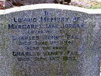 Gravestone of Margaret Jane Fail (nee Jordan) who died June 1st 1941, and Charles Henry Fail who died September 15th 1953.